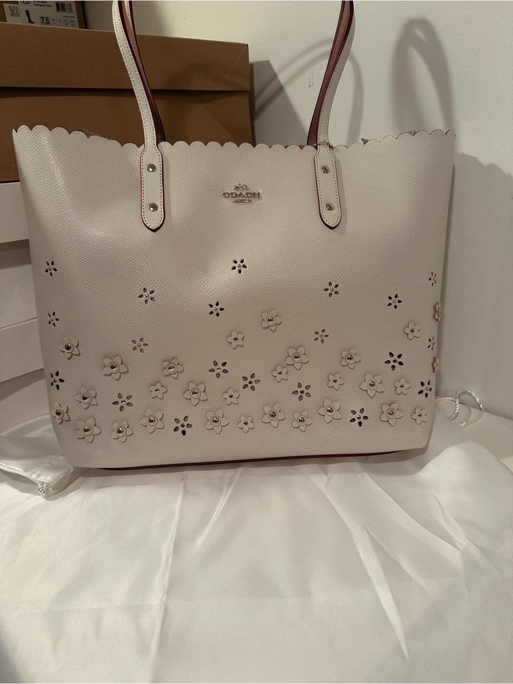 Coach Light Pink Floral Cutout Tote